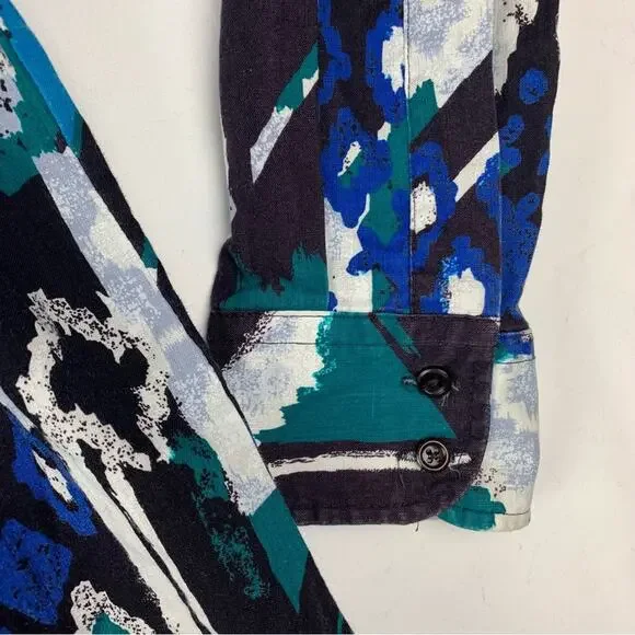 Wrangler mens 16.5 Large cowboy cut blue black Aztec print long tail vintage yel - Picture 7 of 9